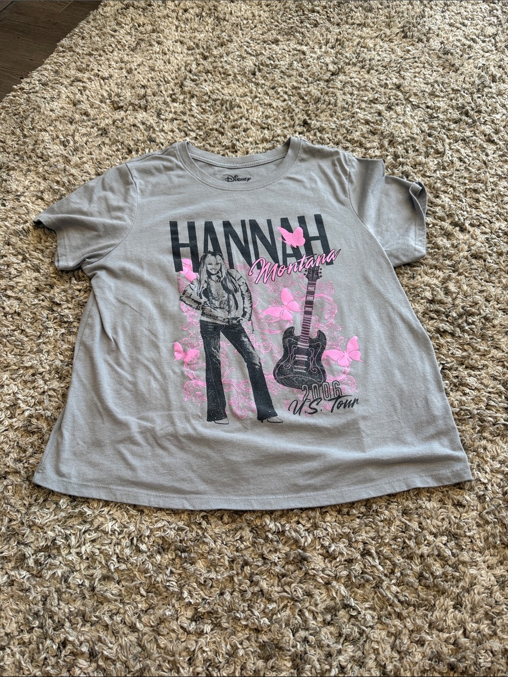Disney Women’s Gray Hannah Montana Tee with Pink Graphic